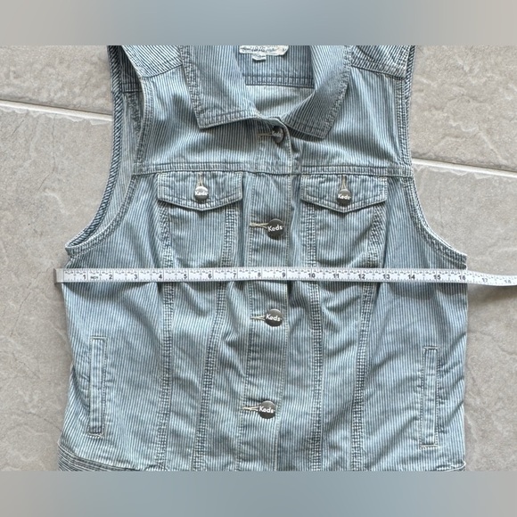 **NEW** - KEDS Light Blue Striped Denim Vest (Medium) - Picture 5 of 7